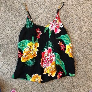 Black flower patterned tank top